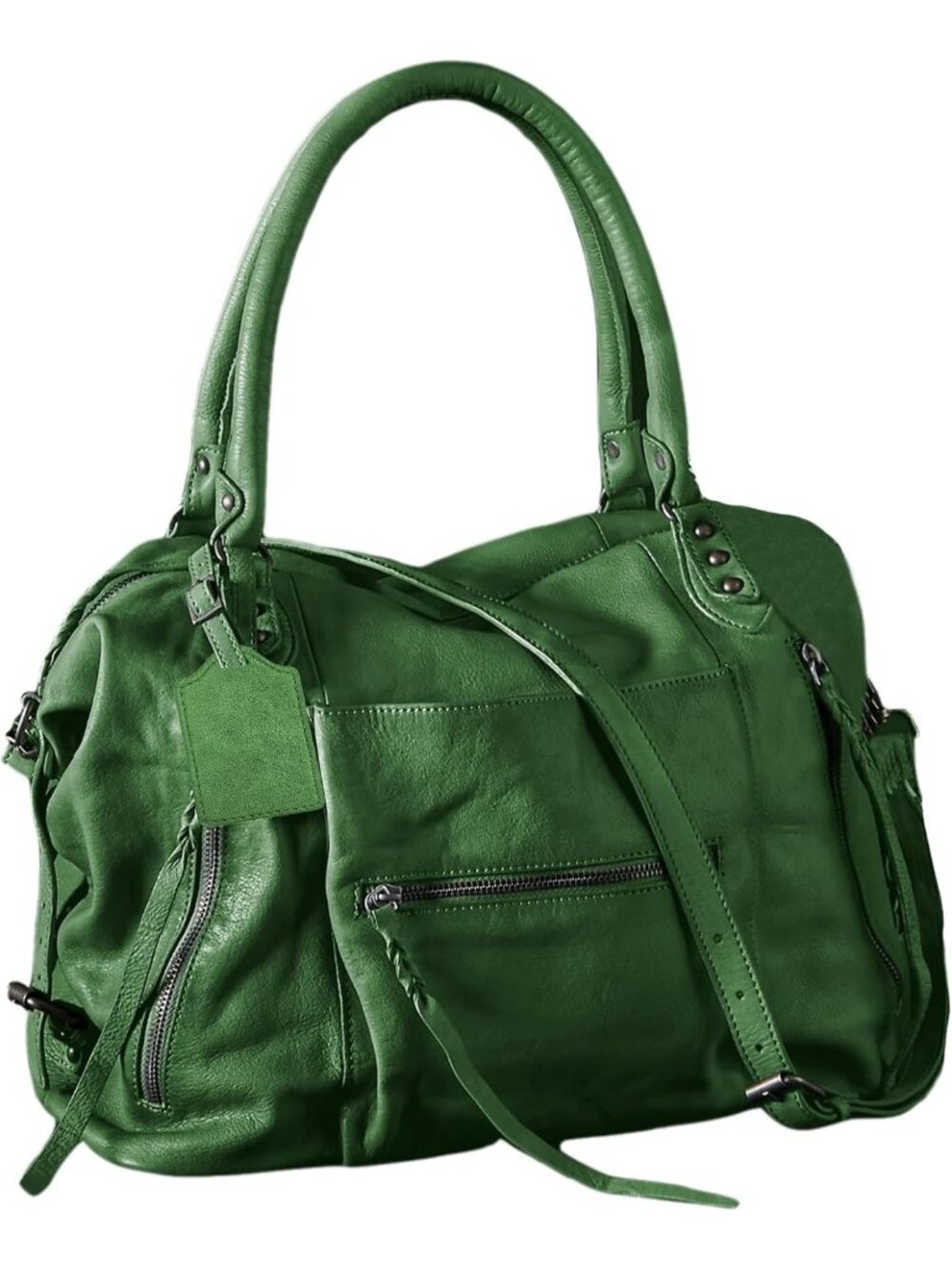 Stylish Large Vegan Leather Tote Bag with Zipper, Adjustable Strap Hobo Purse